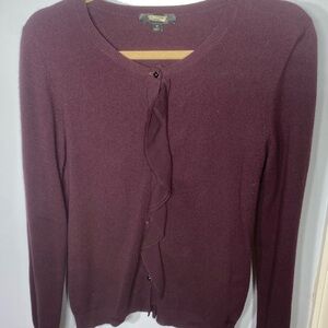 Ann Taylor Plum Cardigan with Button Detail